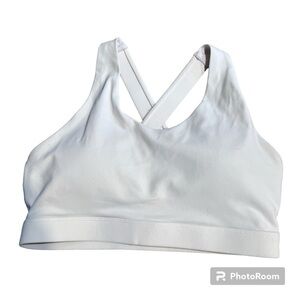 White razor back strappy sports bra with removeable pads, XS.